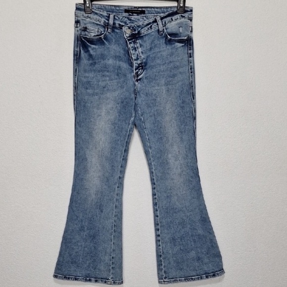Flying Monkey Streetwear High Rise Super Flare Asymmetrical Button Fly Jeans- 30 - Picture 11 of 15